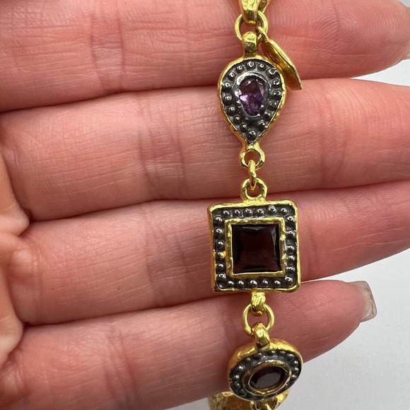 Bronzallure Italy Bracelet Gold-Tone Bronze Multi-Stone Designer Jewelry Signed - Picture 5 of 8